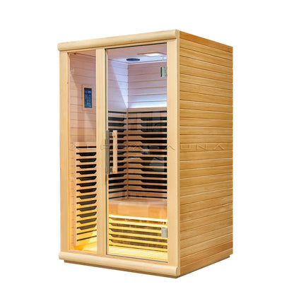 Luxury Low EMF infrared Sauna with LED lights and display including Bluetooth